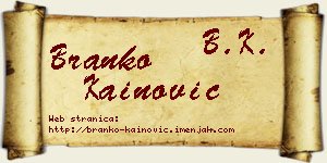 Branko Kainović vizit kartica
